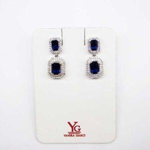 Pendientes Doble Baguette Zafiro