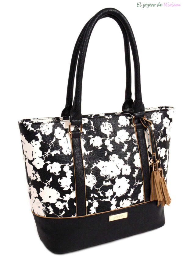 Bolso asas negro estampado