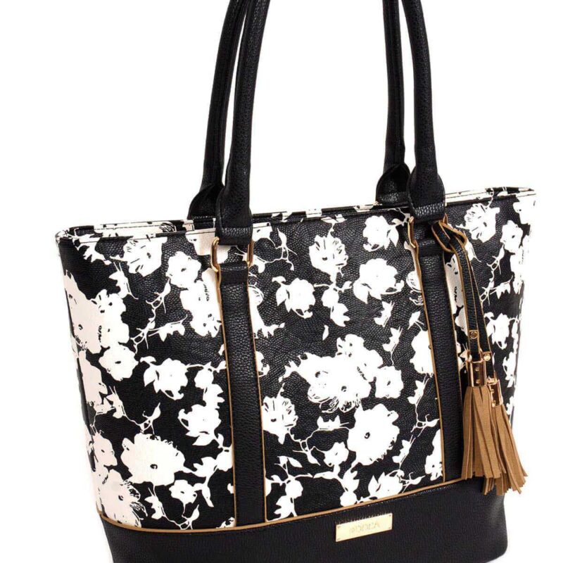 Bolso asas negro estampado