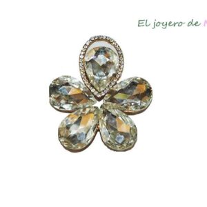 Broche flor de cristal