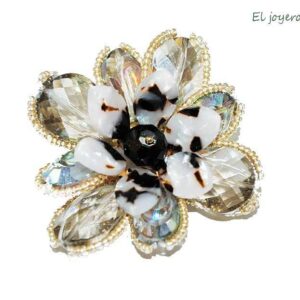 Broche flor cristal y resina