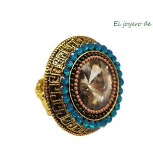 Gran anillo cuentas turquesa