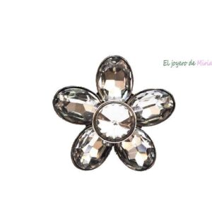 Gran anillo flor cristal blanco