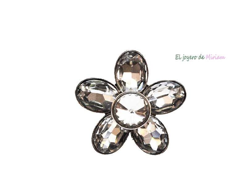 Gran anillo flor cristal blanco