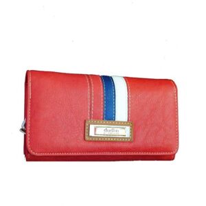 Cartera roja con rayas