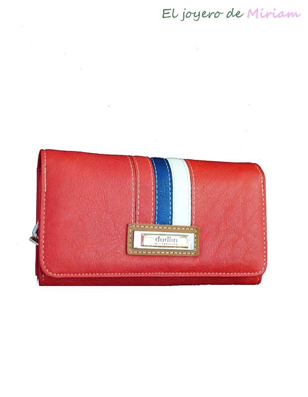 Cartera roja con rayas