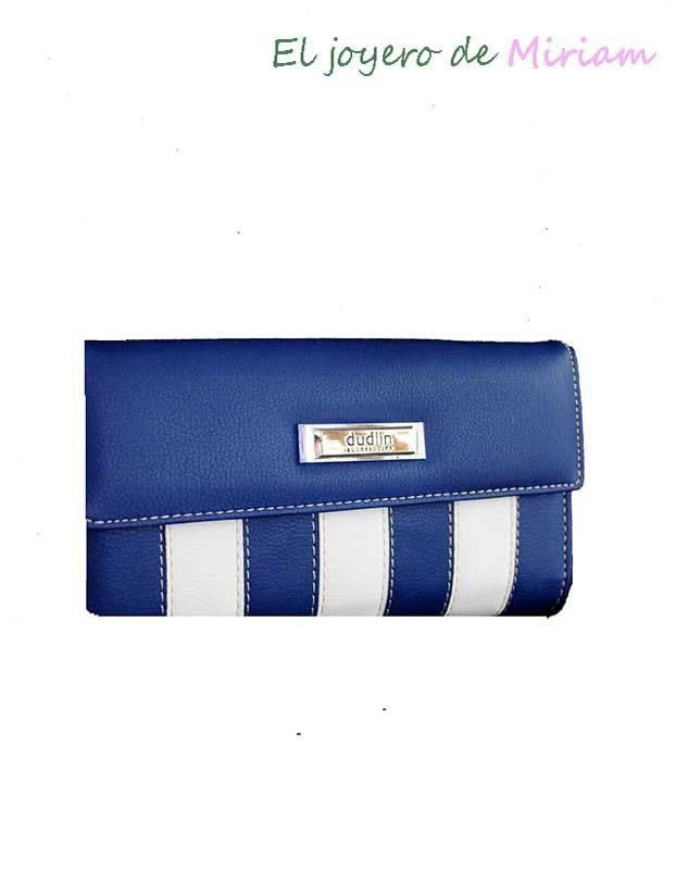Cartera rayas azul y blanca