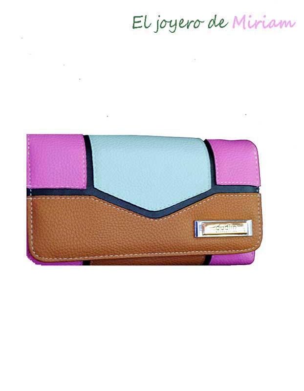 Cartera fucsia, turquesa y camel