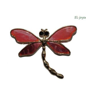 Broche libélula rosa