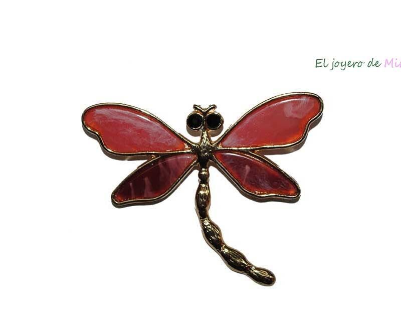Broche libélula rosa
