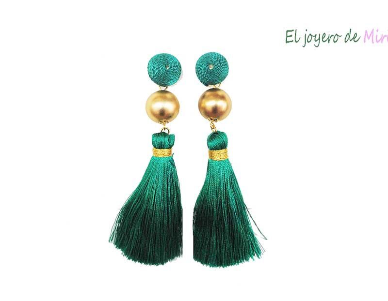 Pendientes flecos azul turquesa