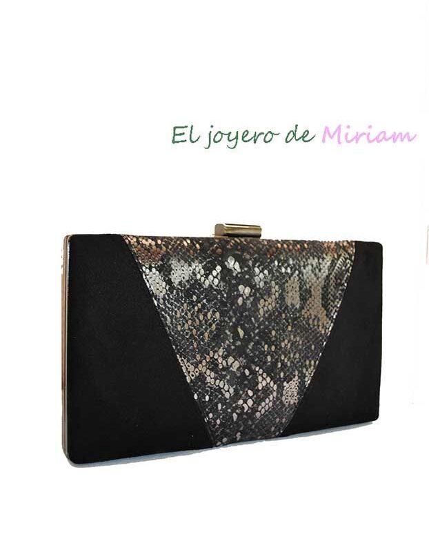 Bolso clutch negro animal print