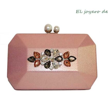 Bolso clutch oro rosa pedrería
