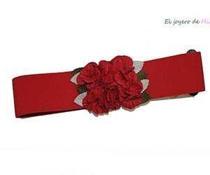 Fajín rojo flores de tela