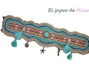 Fajín étnico azul turquesa