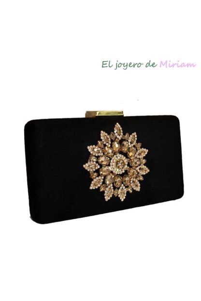 Bolso clutch negro pedrería