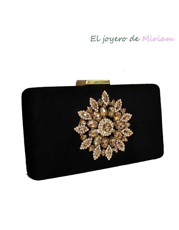 Bolso clutch negro pedrería