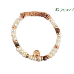 Pulsera perlas y oro rosa