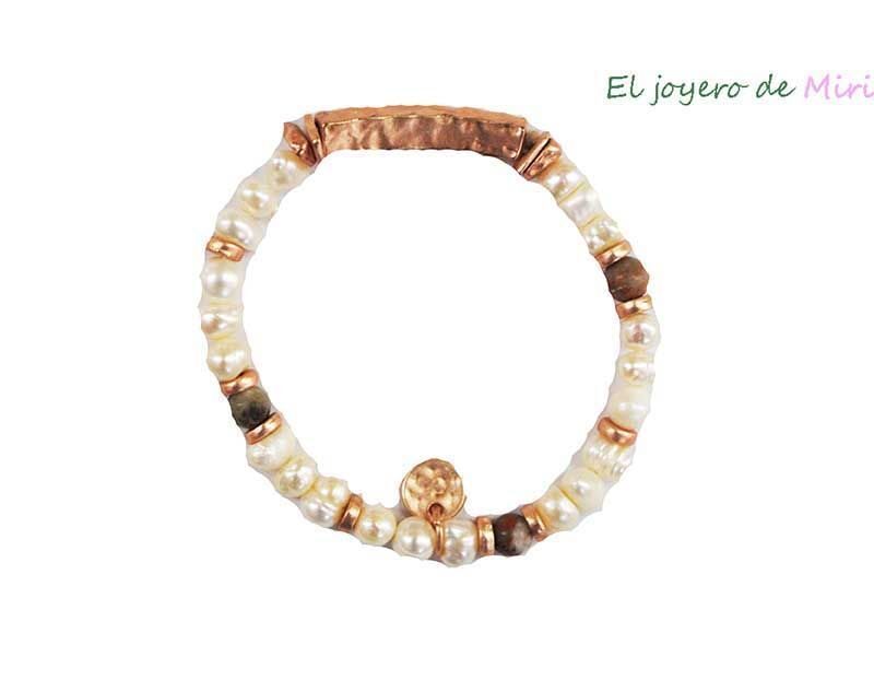 Pulsera perlas y oro rosa