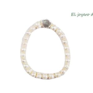 Pulsera perlas detalle plateado