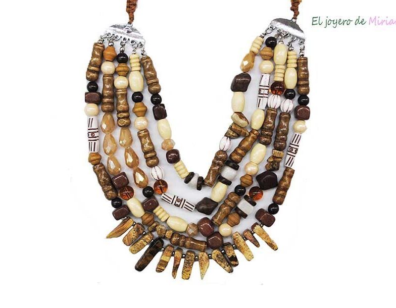 Collar abalorios de madera