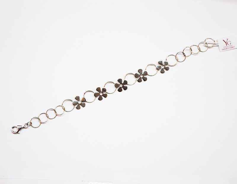 Pulsera flores plata de Ley