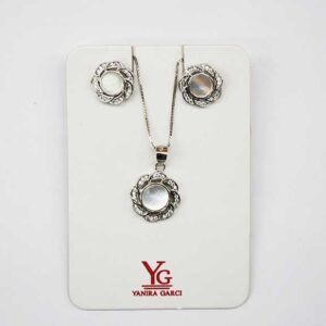 Conjunto plata y nácar