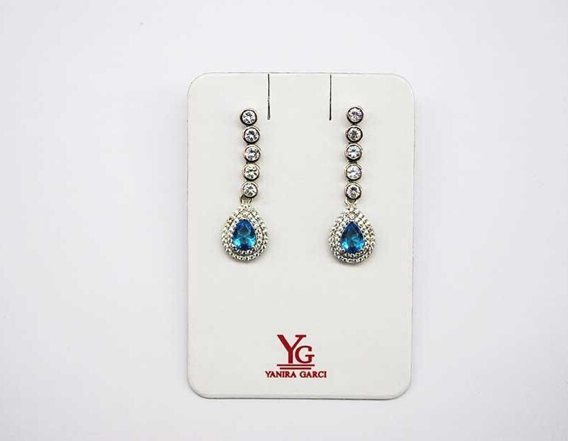 Pendientes lágrima azul