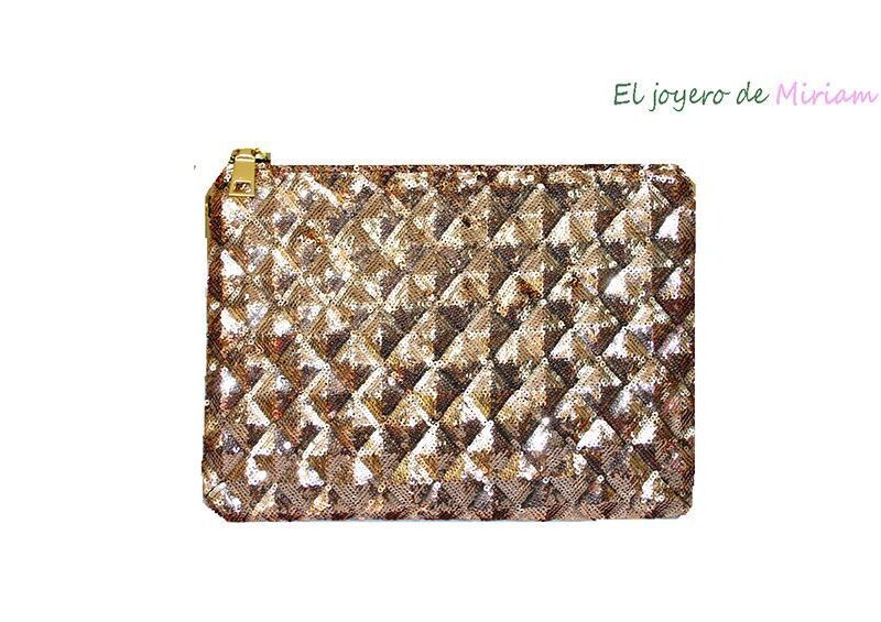 Cartera oro rosa lentejuelas