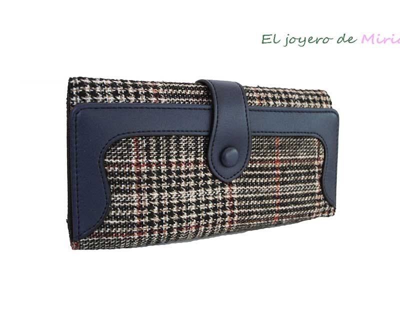 Billetero azul marino cuadros