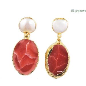 Pendientes piedra natural salmón