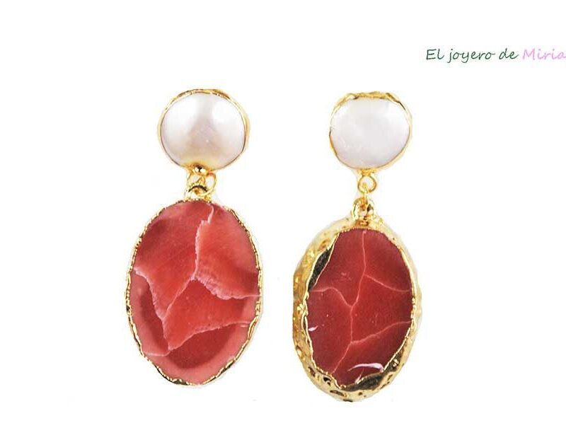 Pendientes piedra natural salmón