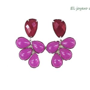 Pendientes ramo malva y fucsia