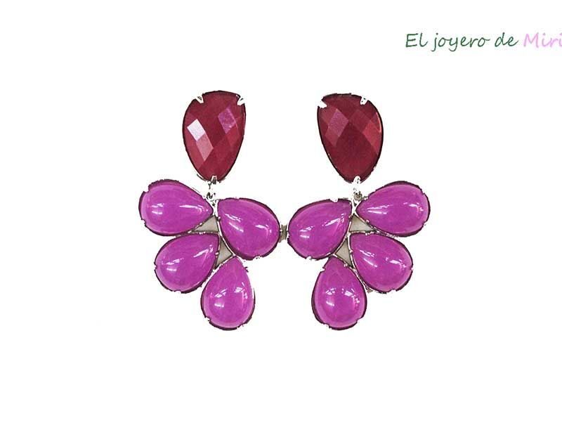 Pendientes ramo malva y fucsia