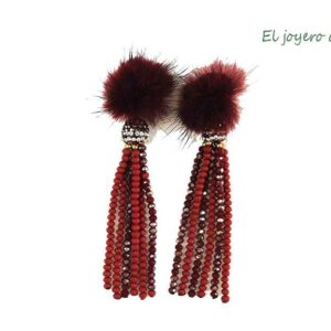 Pendientes granates pelo y cristales