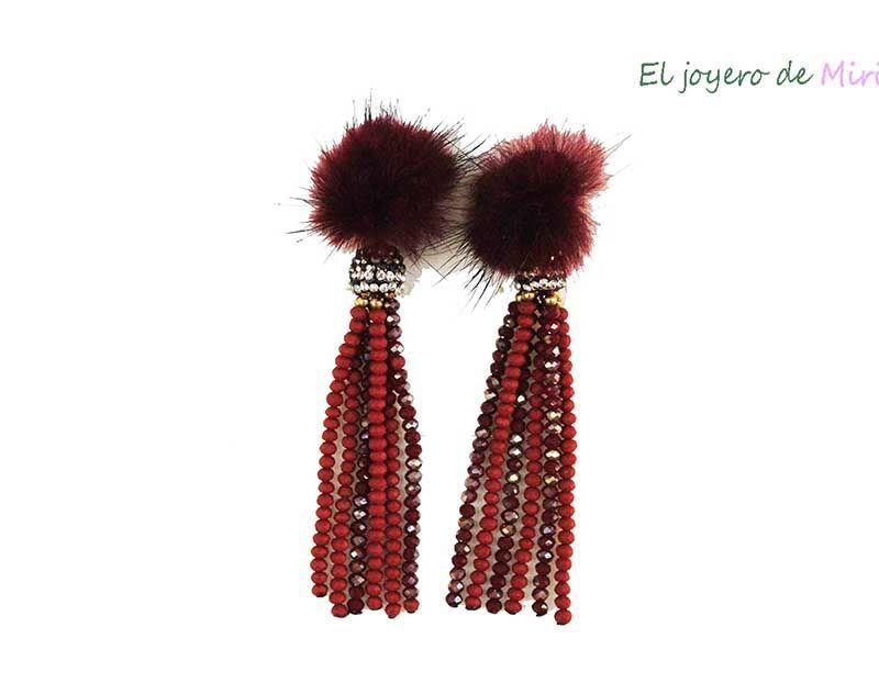 Pendientes granates pelo y cristales