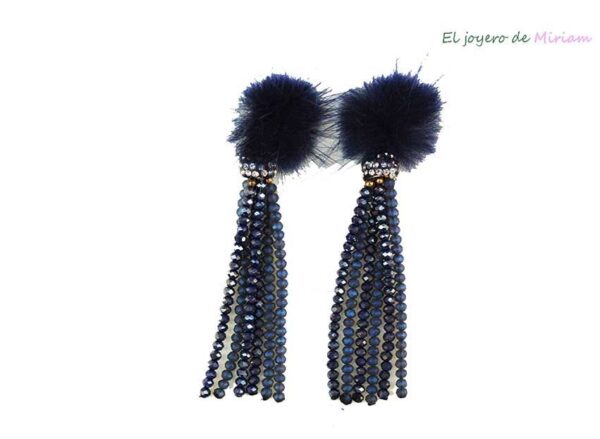 Pendientes azules pelo y cristales
