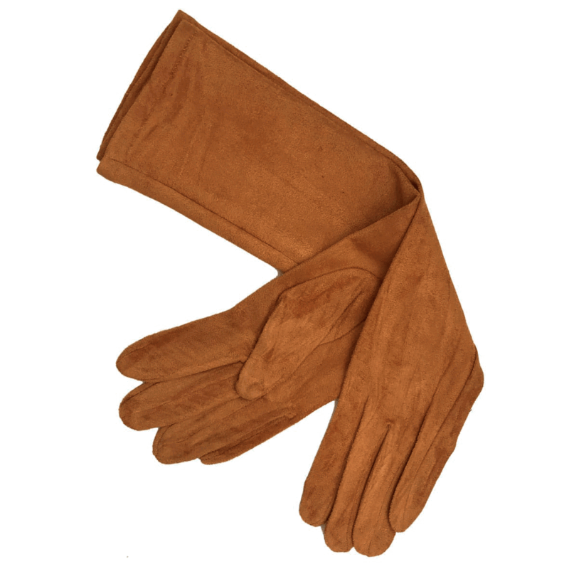 Guantes marrón camel antelina 50 cm
