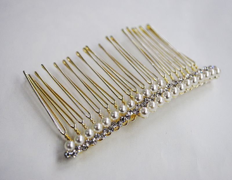 Peineta de fiesta strass y perlas