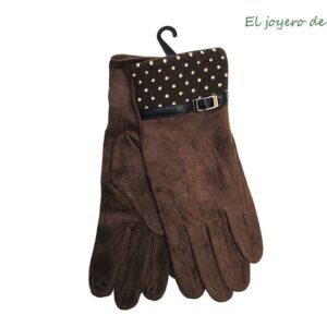 Guantes marrones con lunares