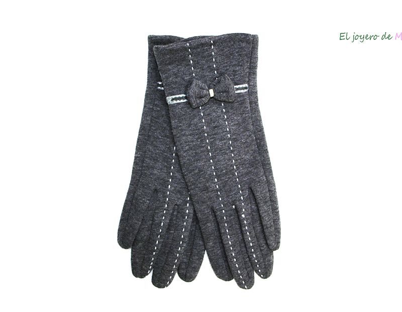 Guantes grises con lazo