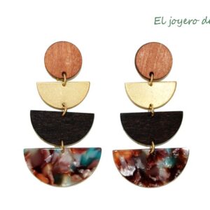 Pendientes de madera y resina