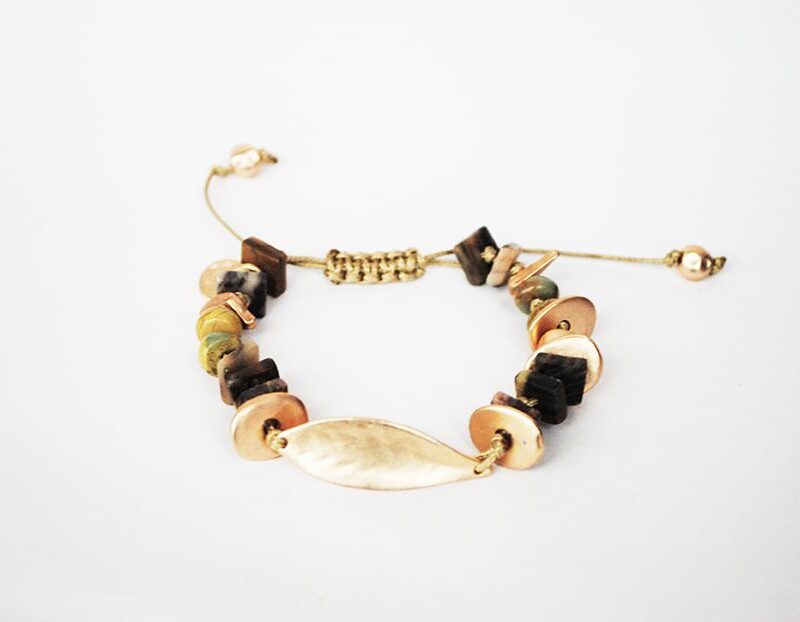 Pulsera hoja oro rosa