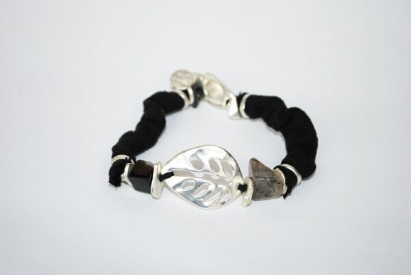 Pulsera hoja plateada