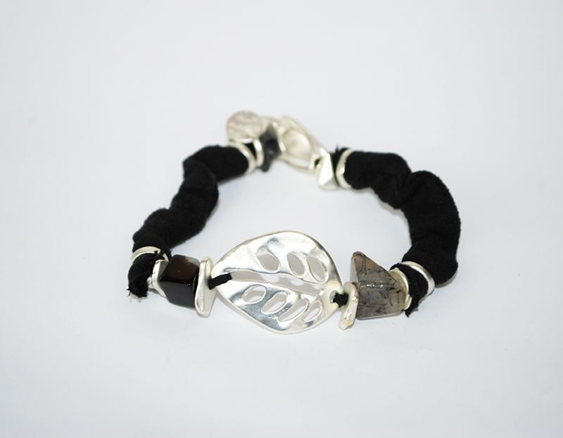 Pulsera hoja plateada