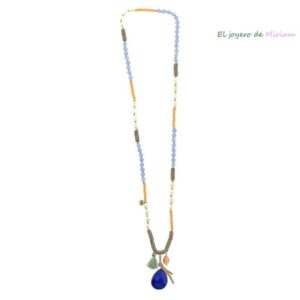 Collar largo lágrima azul