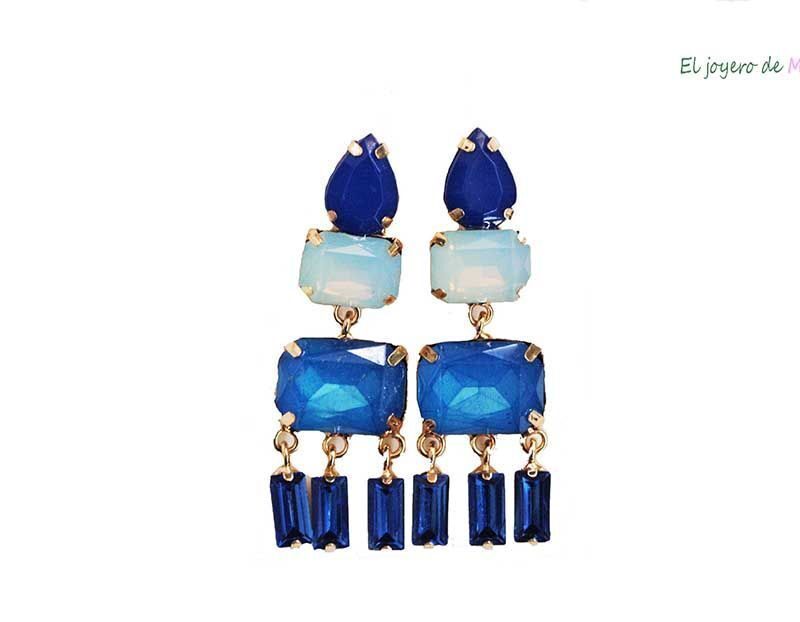 Pendientes azules de fiesta