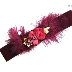 Fajín granate con plumas