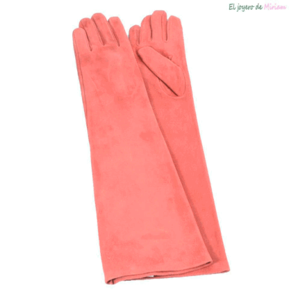Guantes antelina salmón / coral 50 cm