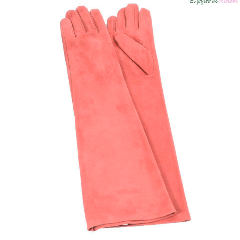 Guantes antelina salmón / coral 50 cm